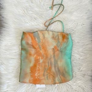 12th Tribe Tie Dye Print Tie Back Top Sz Small